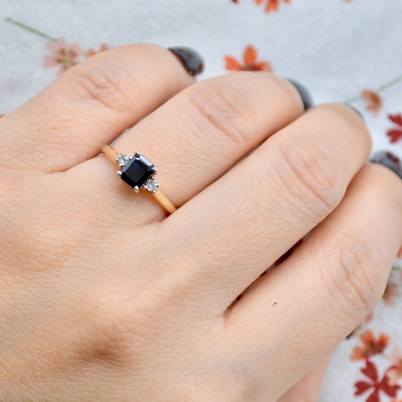 Vintage Sapphire & Diamond Trilogy Engagement Ring