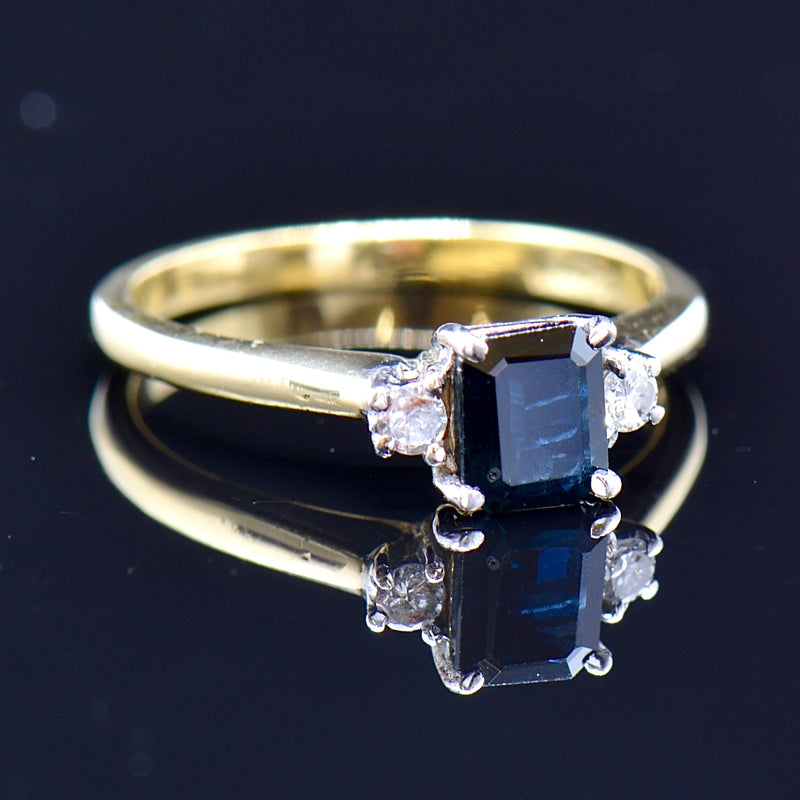 Vintage Sapphire & Diamond Trilogy Engagement Ring