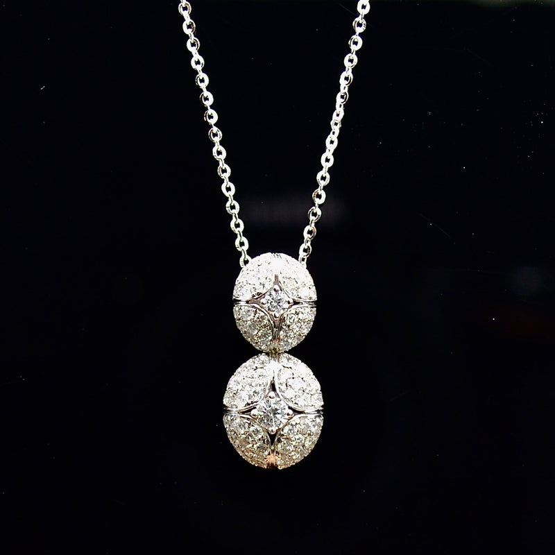 White Gold Diamond Eggs Pendant & Necklace