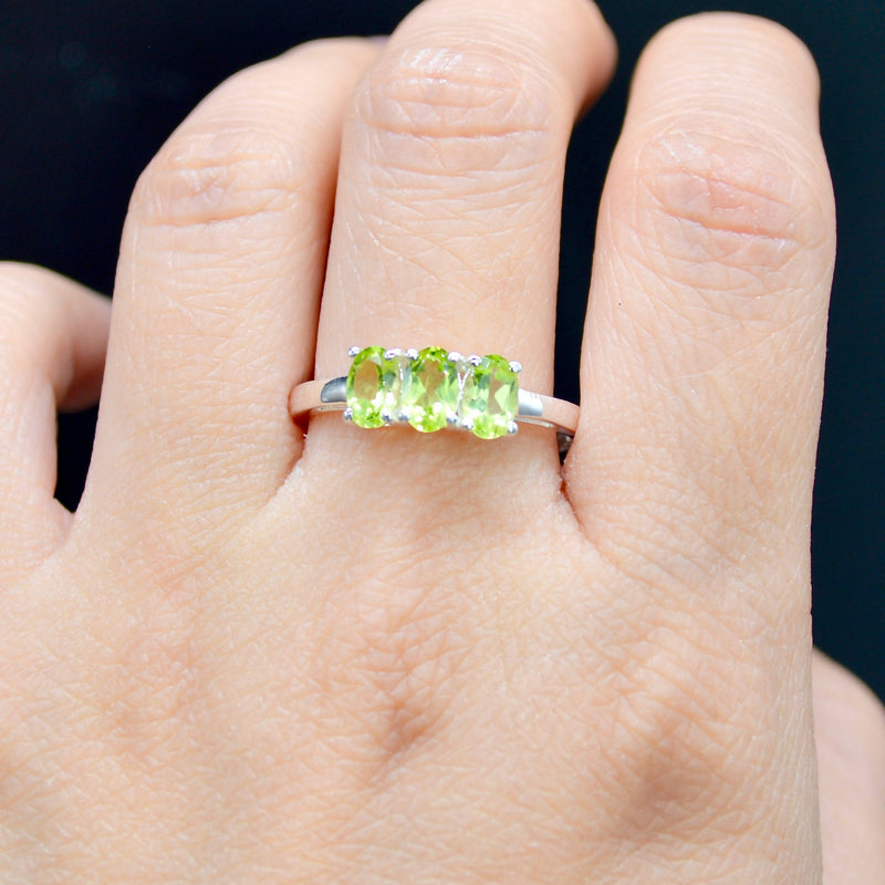 Peridot Trilogy Three-Stone Sterling Silver Ring