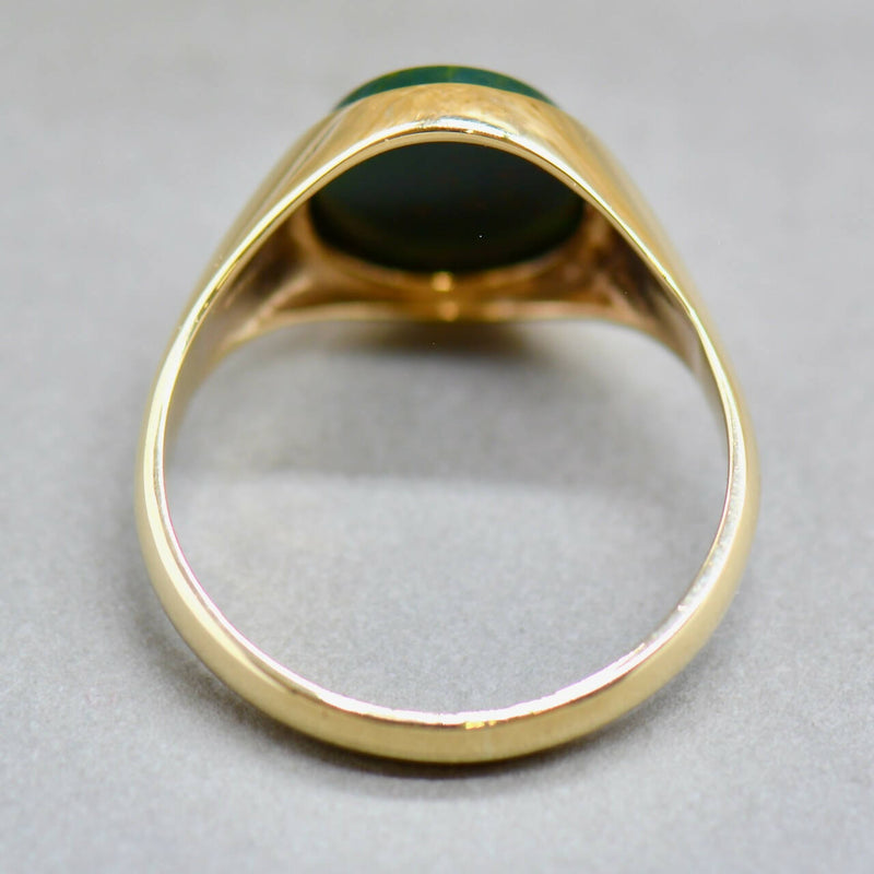 Vintage 1970s 9CT Yellow Gold Bloodstone Mens Signet Ring