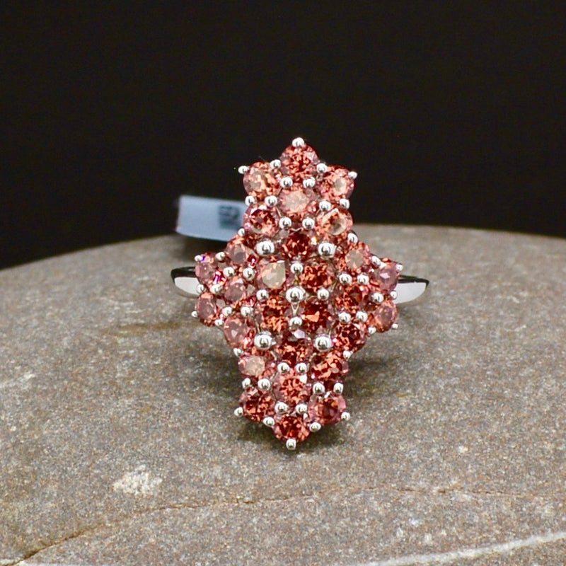 Garnet Cluster Sterling Silver Ring