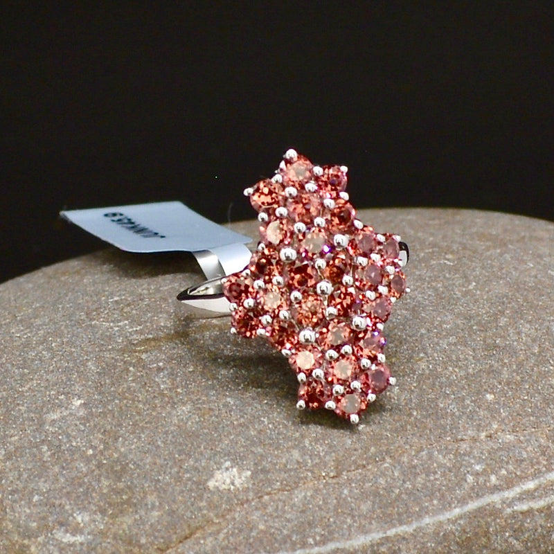 Garnet Cluster Sterling Silver Ring