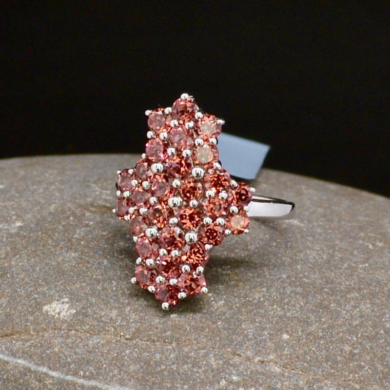 Garnet Cluster Sterling Silver Ring