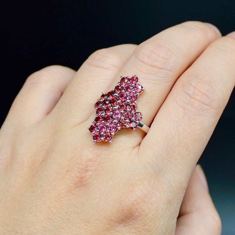 Garnet Cluster Sterling Silver Ring