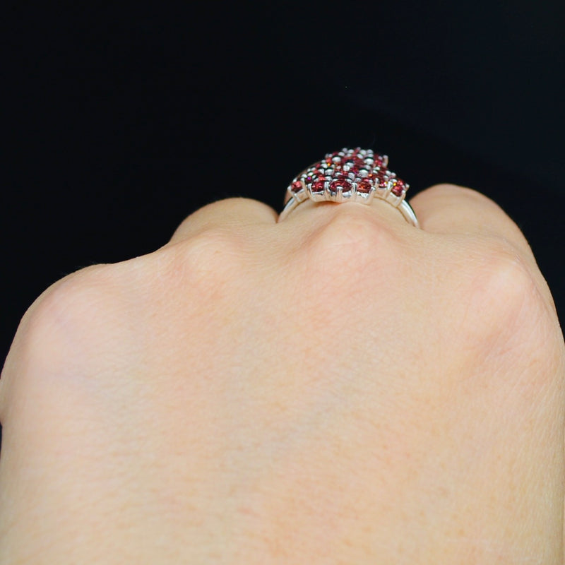 Garnet Cluster Sterling Silver Ring