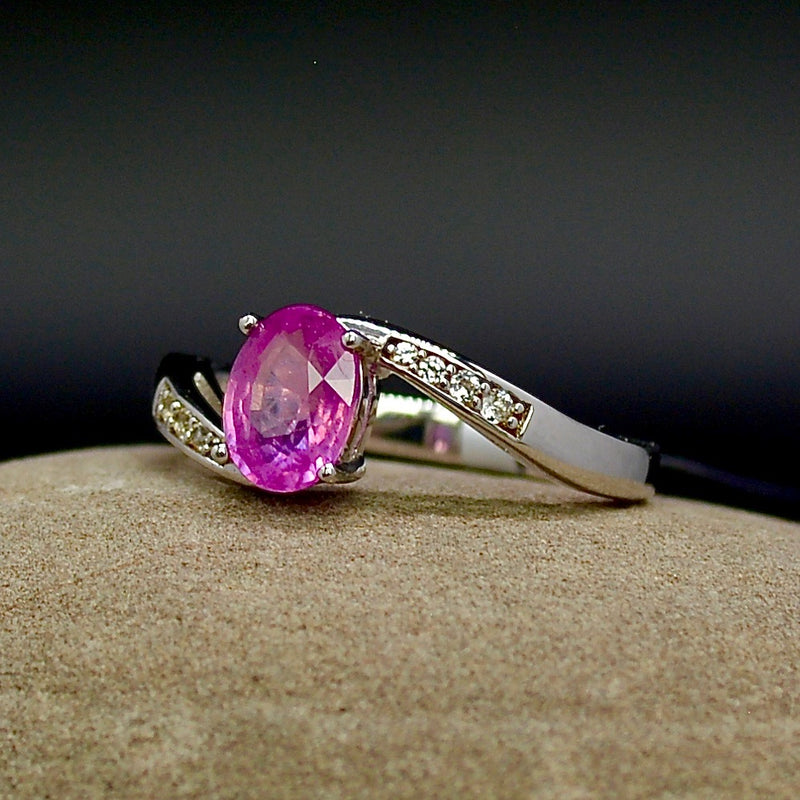 Sapphire Llakaka Hot Pink and White Topaz Sterling Silver Ring