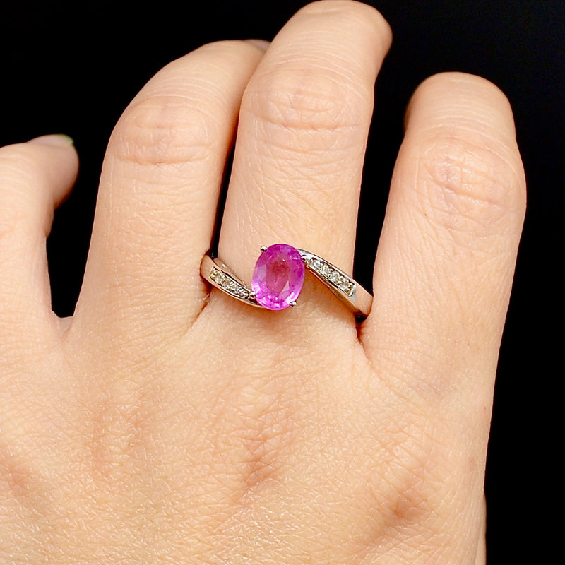 Sapphire Llakaka Hot Pink and White Topaz Sterling Silver Ring