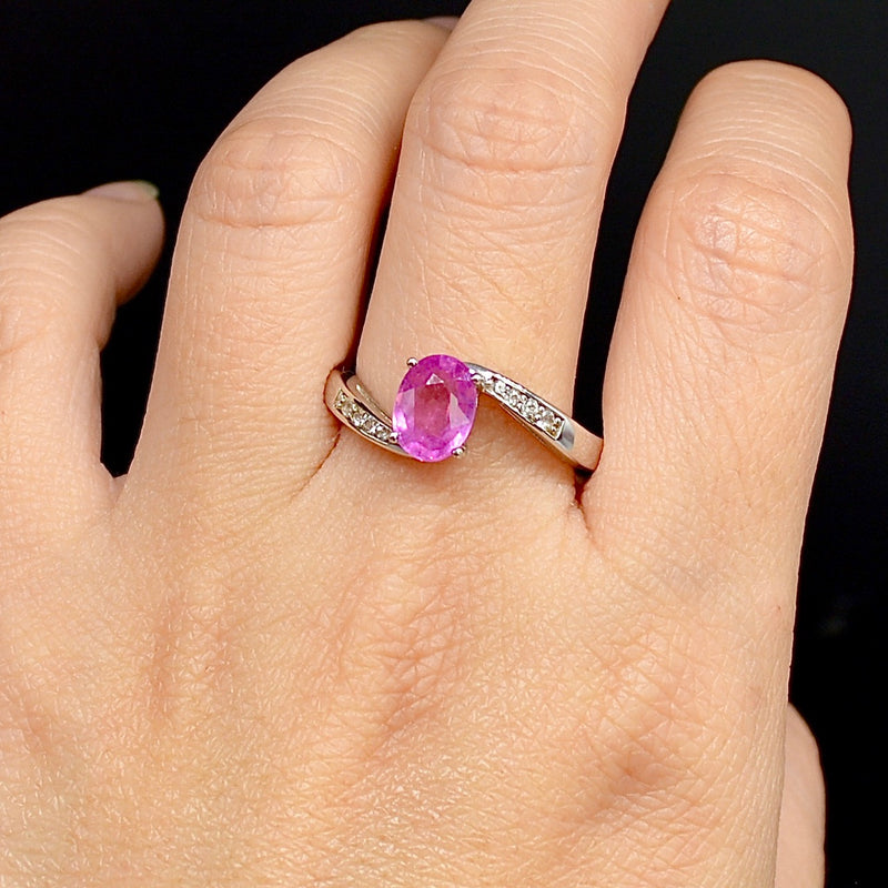 Sapphire Llakaka Hot Pink and White Topaz Sterling Silver Ring