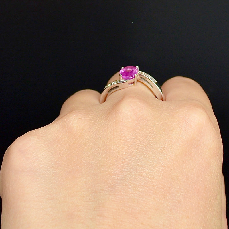 Sapphire Llakaka Hot Pink and White Topaz Sterling Silver Ring