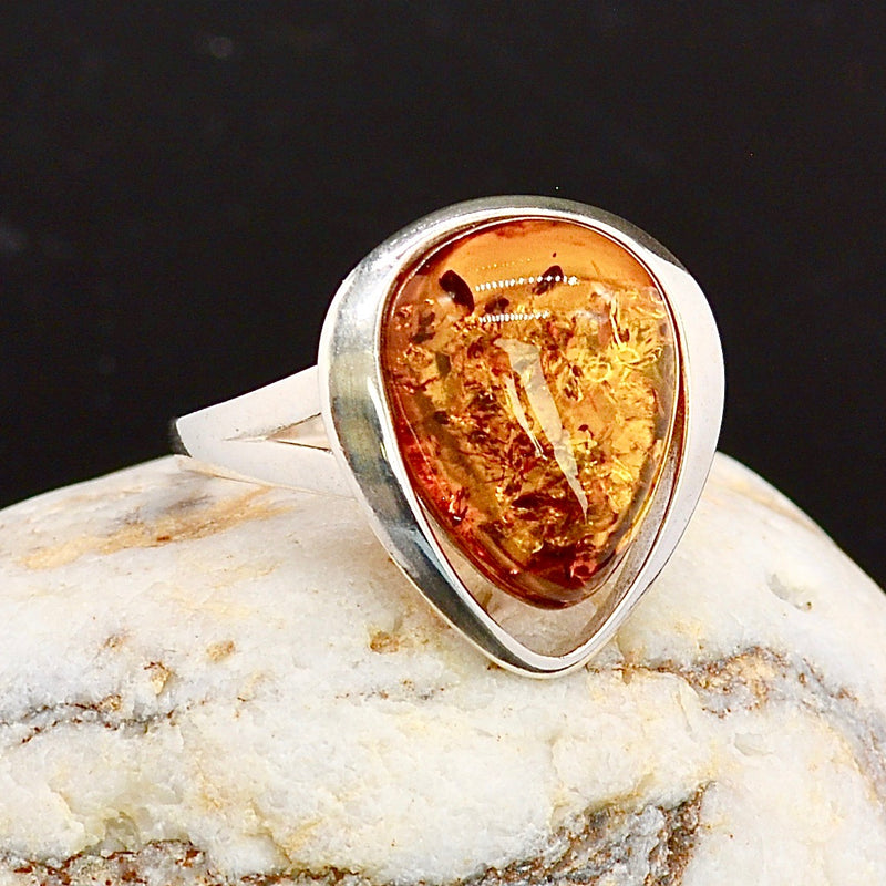 Baltic Cognac Amber Sterling Silver Ring