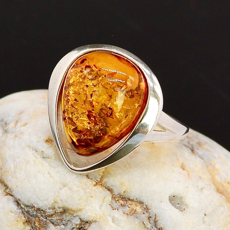 Baltic Cognac Amber Sterling Silver Ring