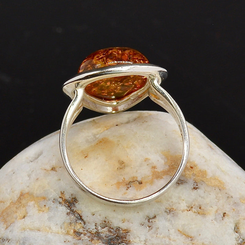 Baltic Cognac Amber Sterling Silver Ring