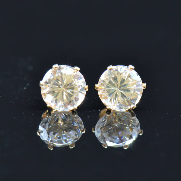 9CT Yellow Gold CZ 6mm Stud Earrings