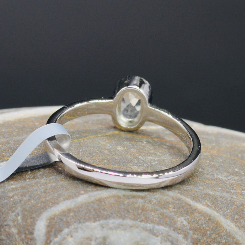 White Topaz Solitaire Sterling Silver Minimalist Ring