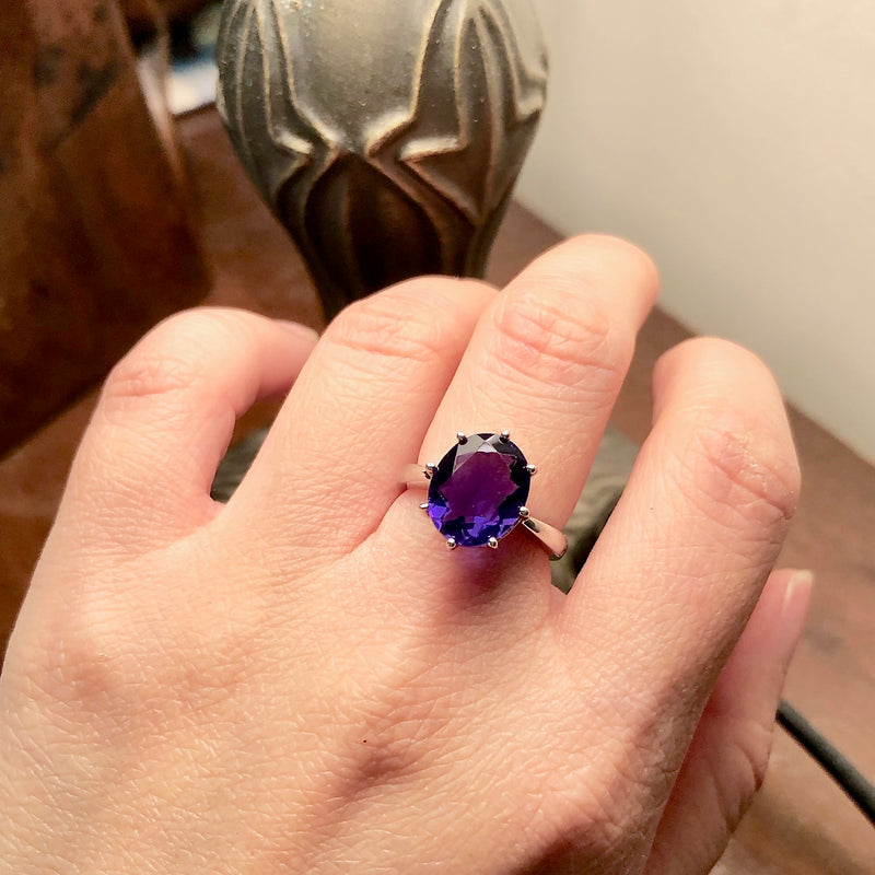 Fluorite Solitaire Sterling Silver Ring