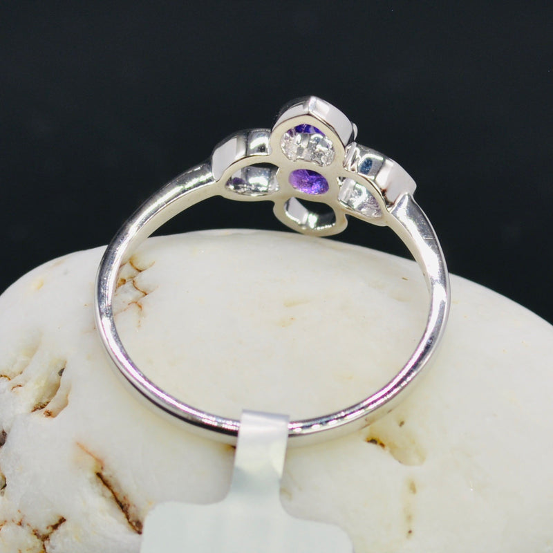 Amethyst Flower Sterling Silver Ring