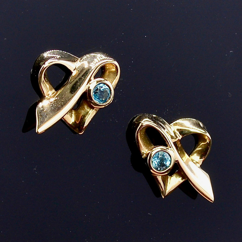 9CT Yellow Gold Topaz Heart Shaped Earrings