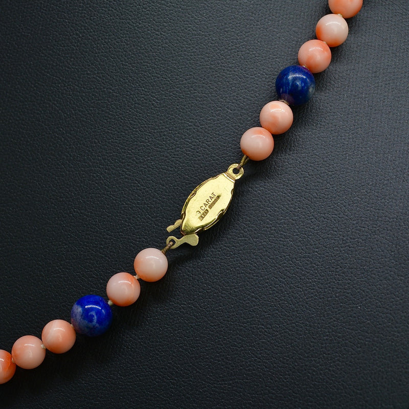 Vintage 18ct Yellow Gold Coral Beads Necklace