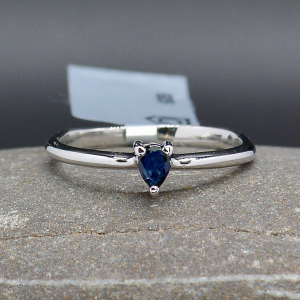 Blue Sapphire Minimalist Solitaire Sterling Silver Ring