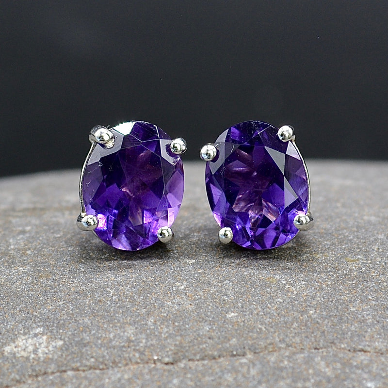 Amethyst Sterling Silver Stud Earrings