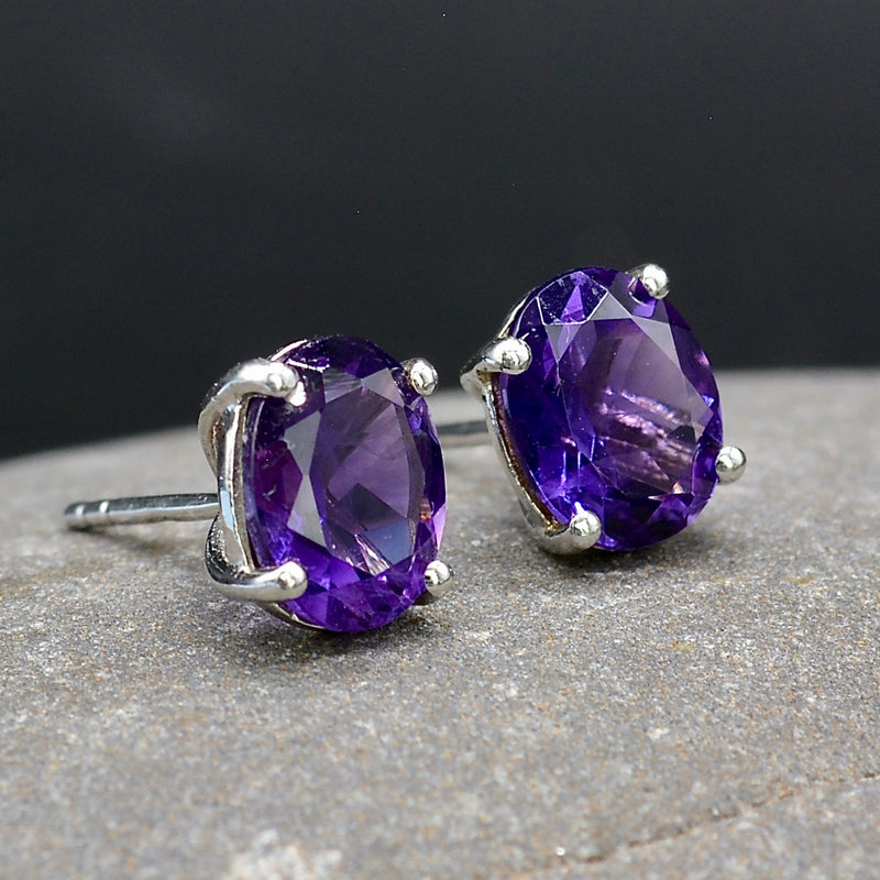 Amethyst Sterling Silver Stud Earrings