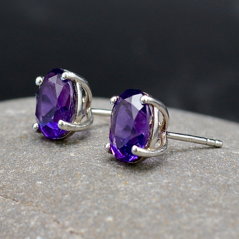 Amethyst Sterling Silver Stud Earrings