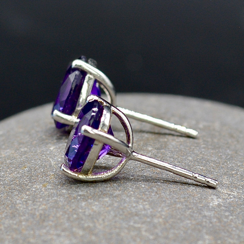 Amethyst Sterling Silver Stud Earrings