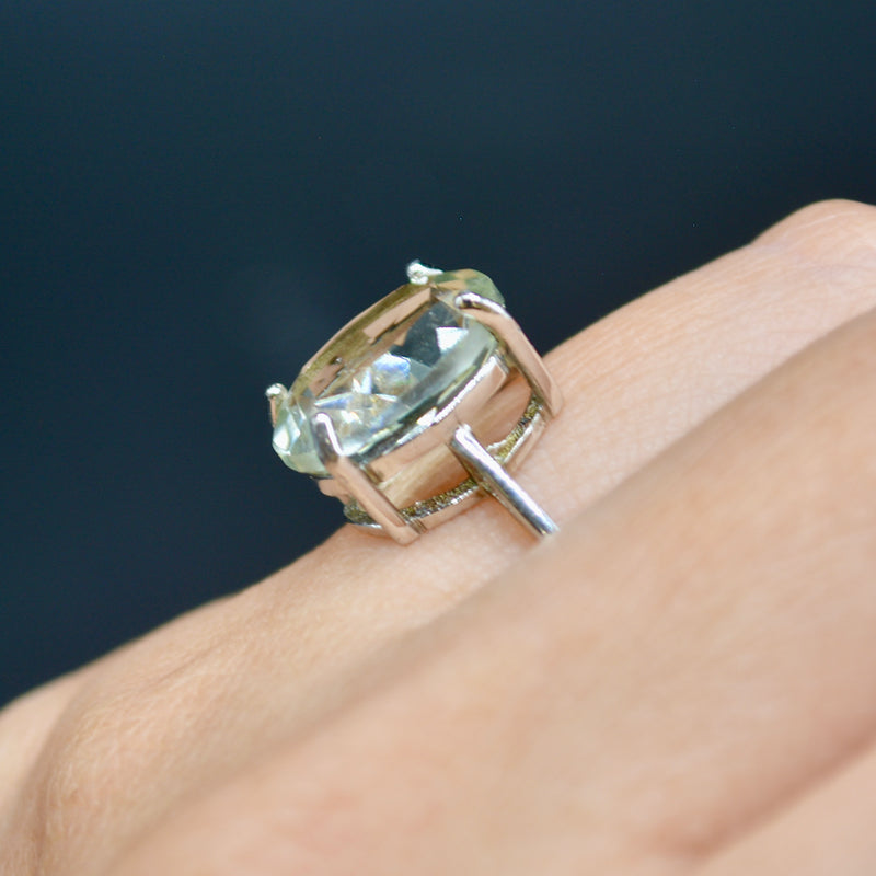 Prasiolite Solitaire Sterling Silver Ring