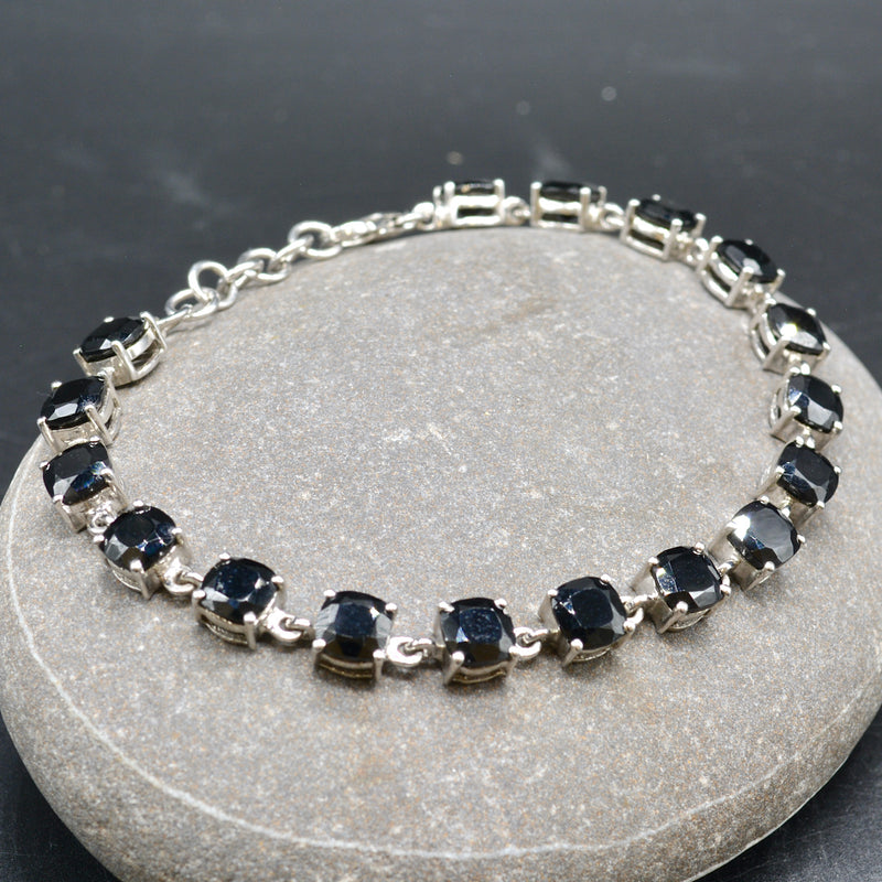 Natural Black Spinel Brilliant Tennis Bracelet