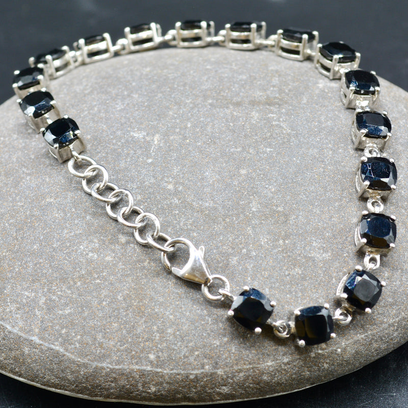 Natural Black Spinel Brilliant Tennis Bracelet