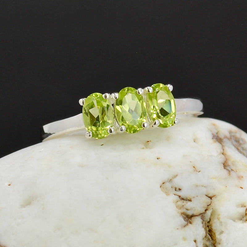 Peridot Trilogy Three-Stone Sterling Silver Ring