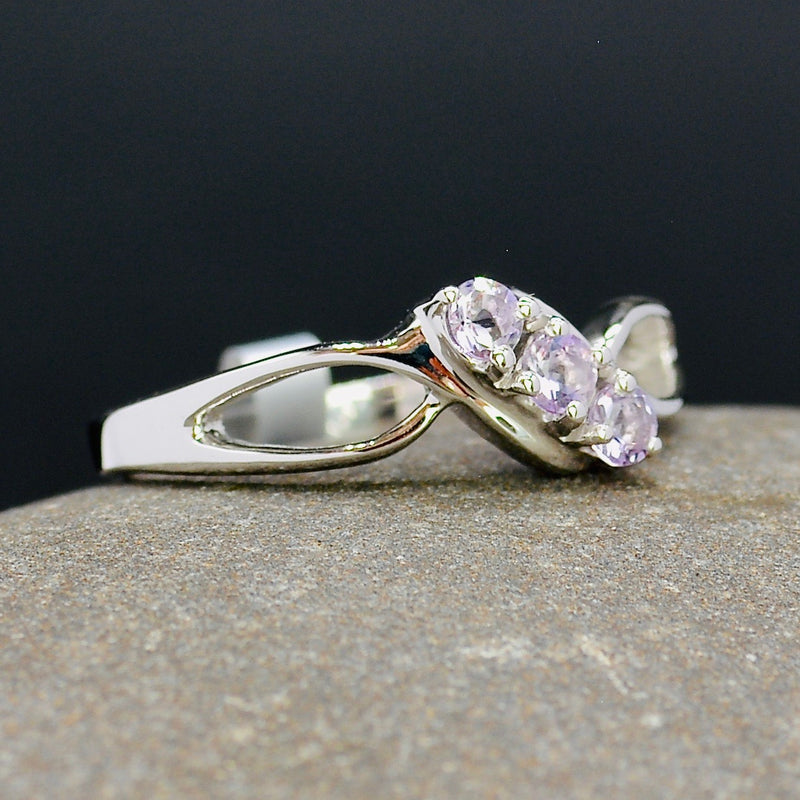 Rose de France Amethyst Trilogy Sterling Silver Ring