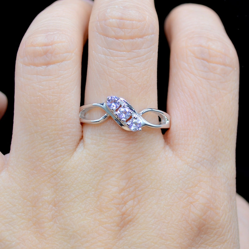 Rose de France Amethyst Trilogy Sterling Silver Ring