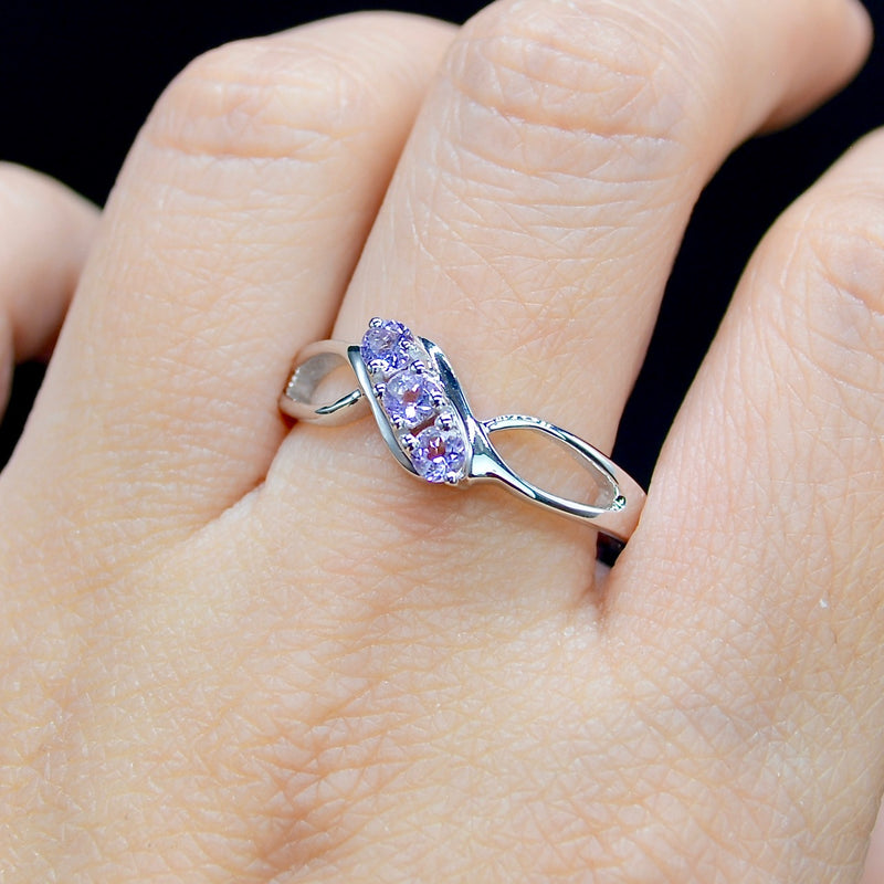 Rose de France Amethyst Trilogy Sterling Silver Ring