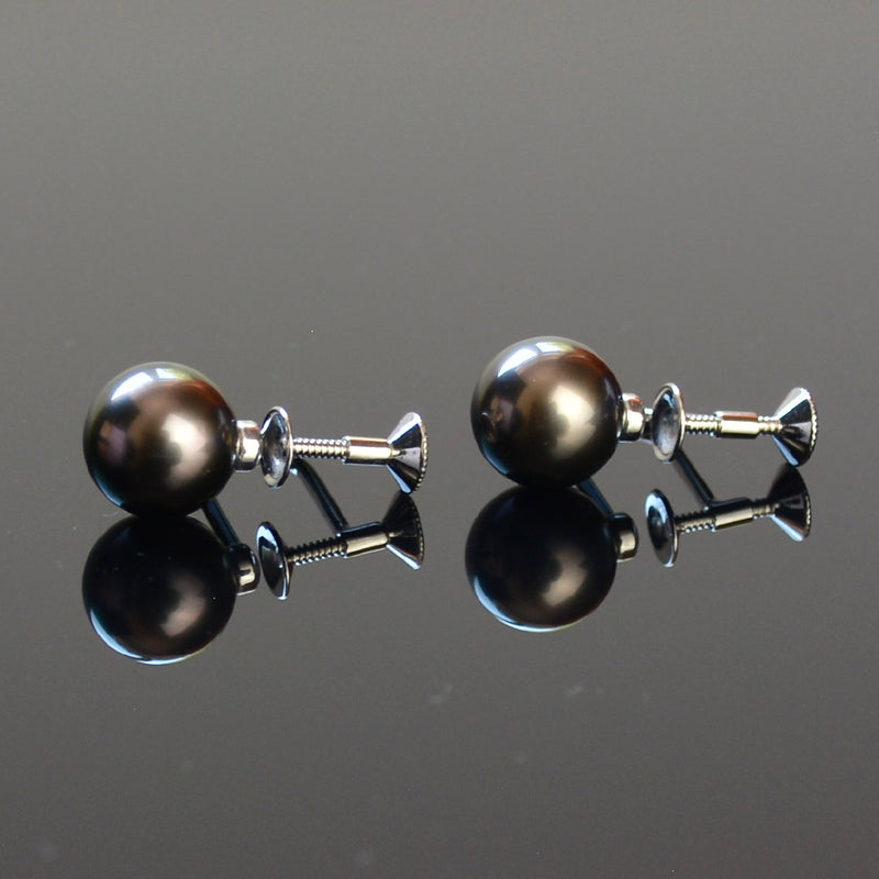 Mikimoto Black South Sea Pearl Earrings 9.5mm