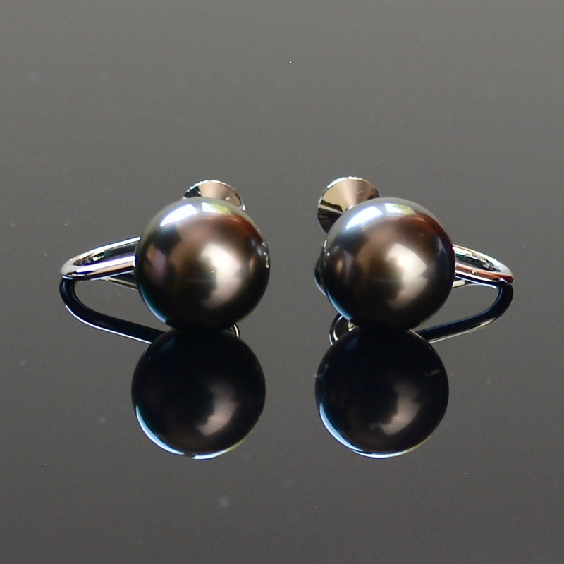 Mikimoto Black South Sea Pearl Earrings 9.5mm