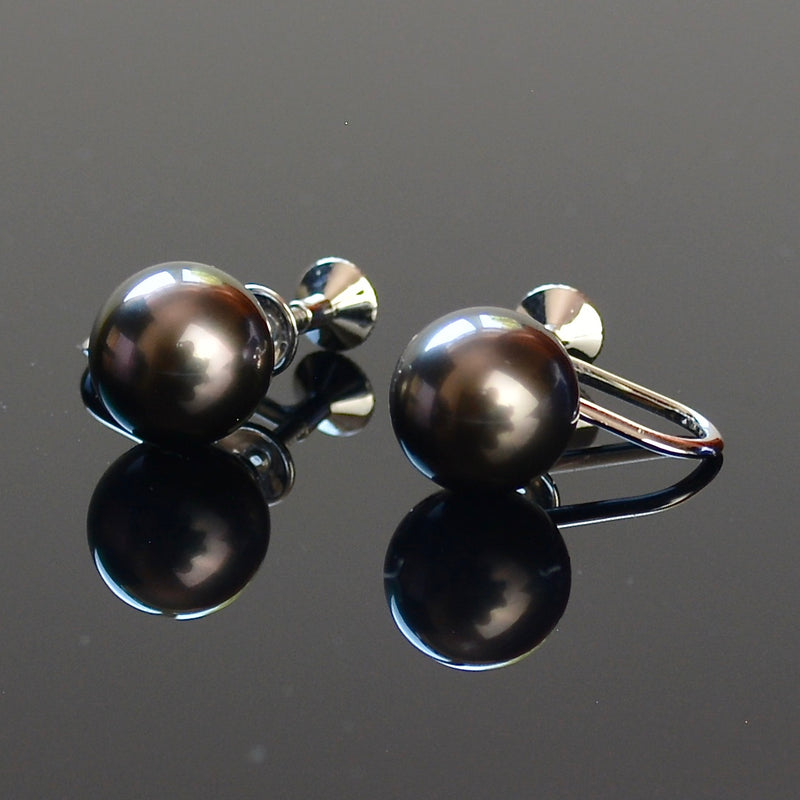 Mikimoto Black South Sea Pearl Earrings 9.5mm