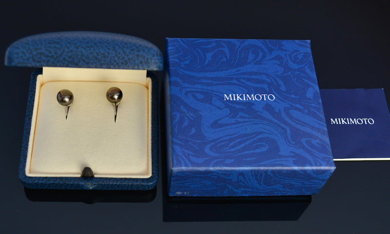 Mikimoto 黑色南洋珍珠耳環 9.5 毫米