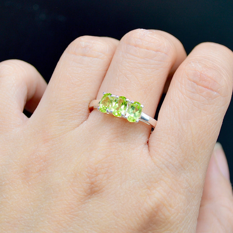 Peridot Trilogy Three-Stone Sterling Silver Ring