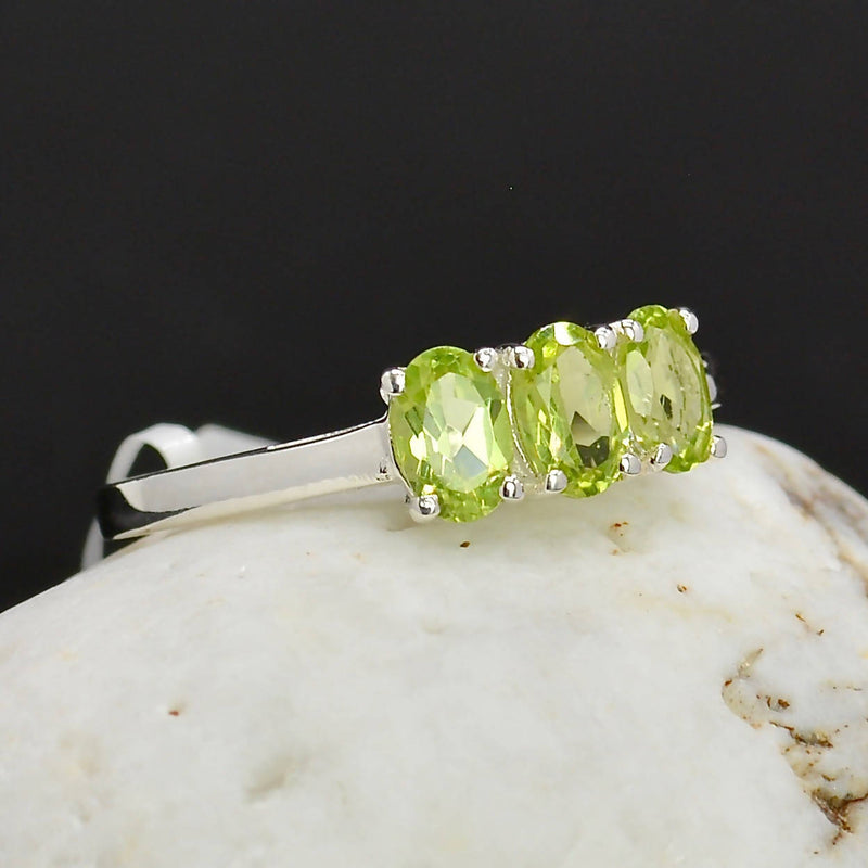 Peridot Trilogy Three-Stone Sterling Silver Ring