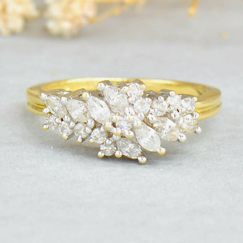 Marquise & Round Diamond 18ct Yellow Gold Engagement Ring (0.74ct)