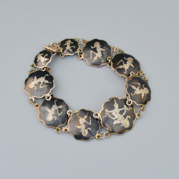 Vintage Silver Siam Enamel Bracelet