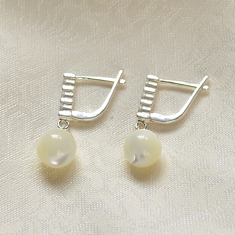 Silver Mother of Pearl and Cubic Zirconia Summer Earrings