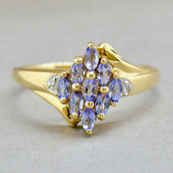 Tanzanite and Diamond 9ct Yellow Gold Ring (0.64ct)